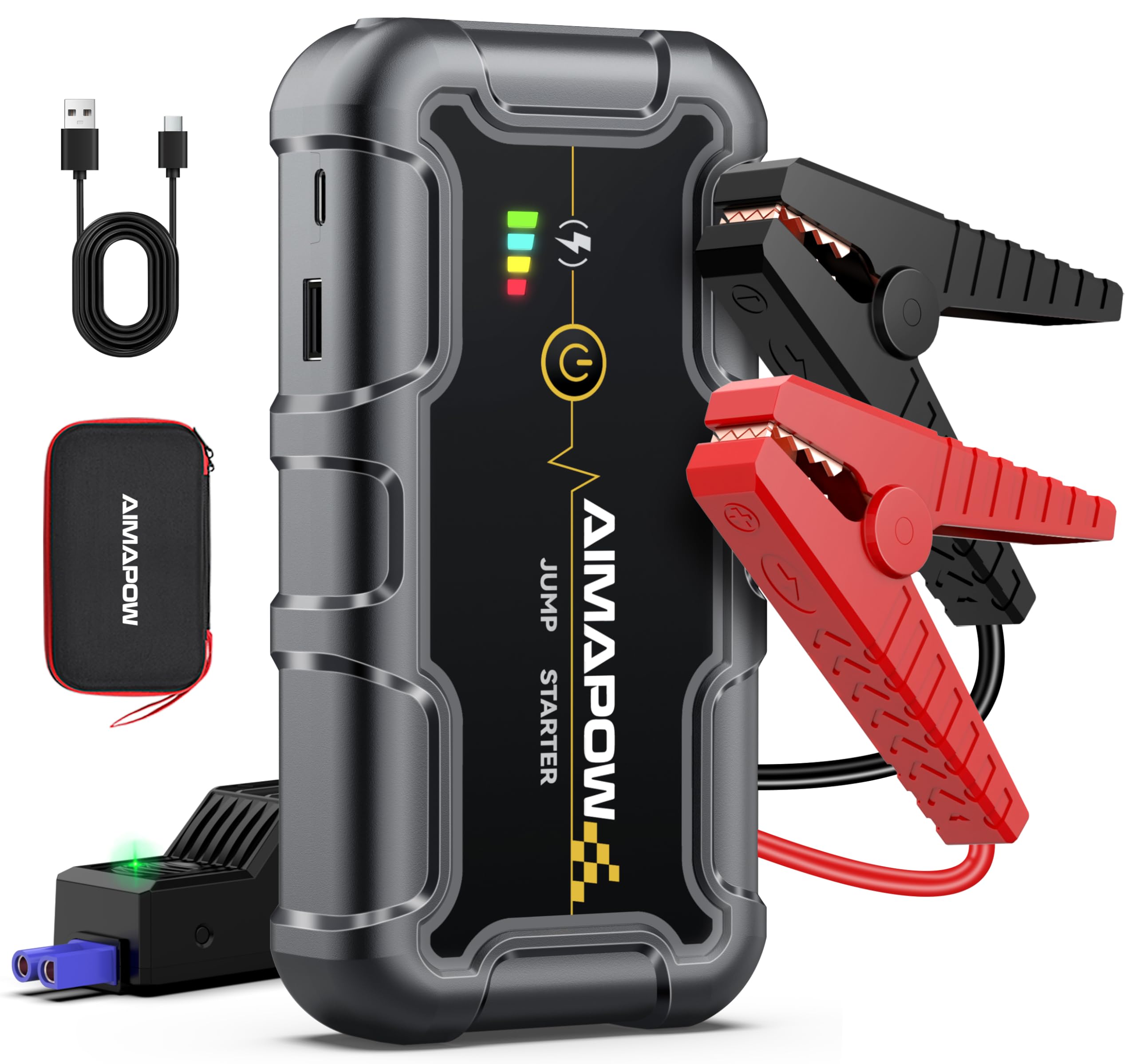 81iKypo7ncL._SY2398_.jpg AIMAPOW 12V Starthilfe Powerbank 8000A – Tragbarer Auto-Starter für PKW, SUV & Motorrad – Bild 1