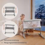 Lionelo Aurora 3in1 Babybett bis 9 kg – Beistellbett, Wiege & Stubenwagen mit Höhenverstellung – Bild 7