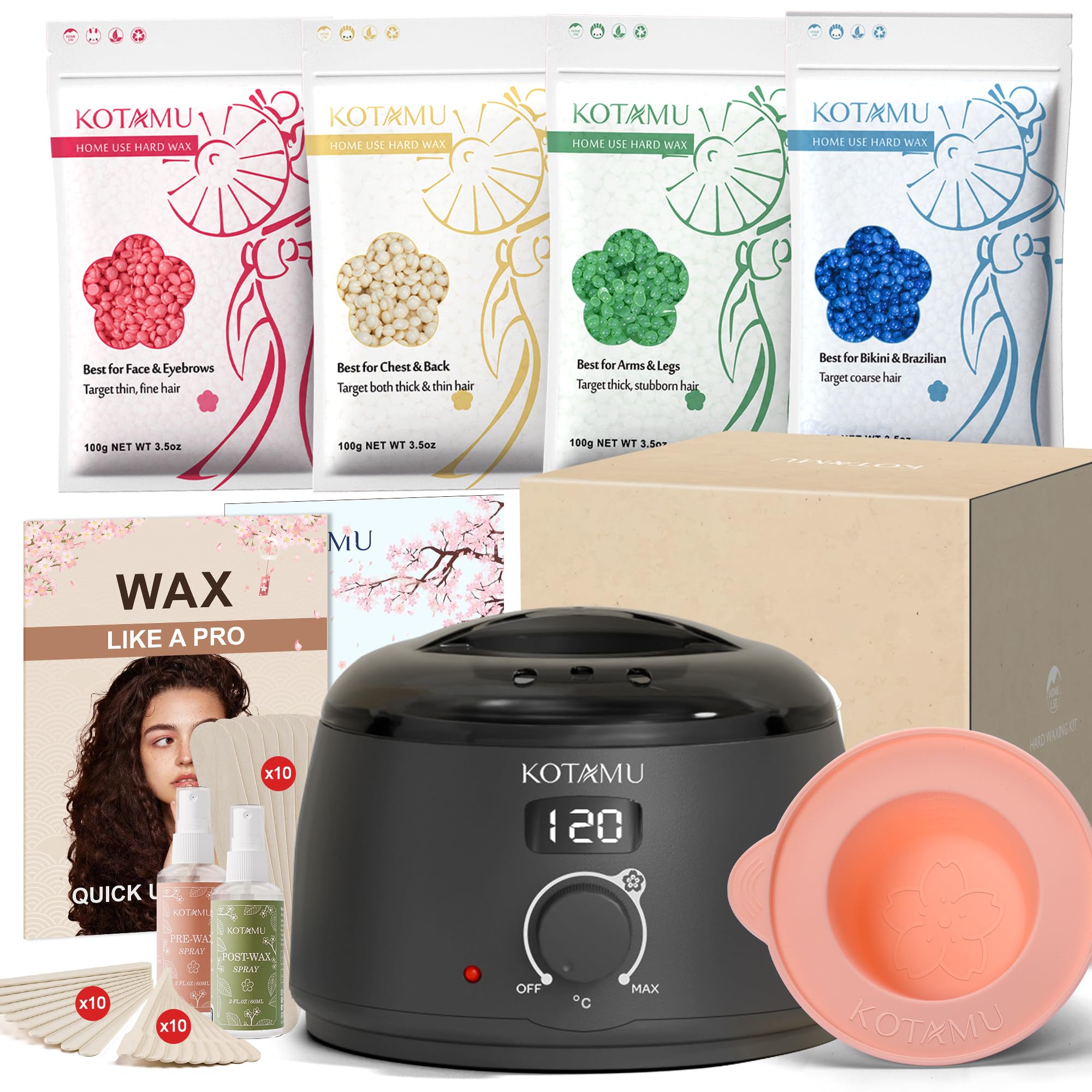 81otG9SiVeL._SY2000_.jpg KOTAMU Digitales Wachswärmer Set mit 400g Wax – Professionelle Haarentfernung für Zuhause – Bild 1