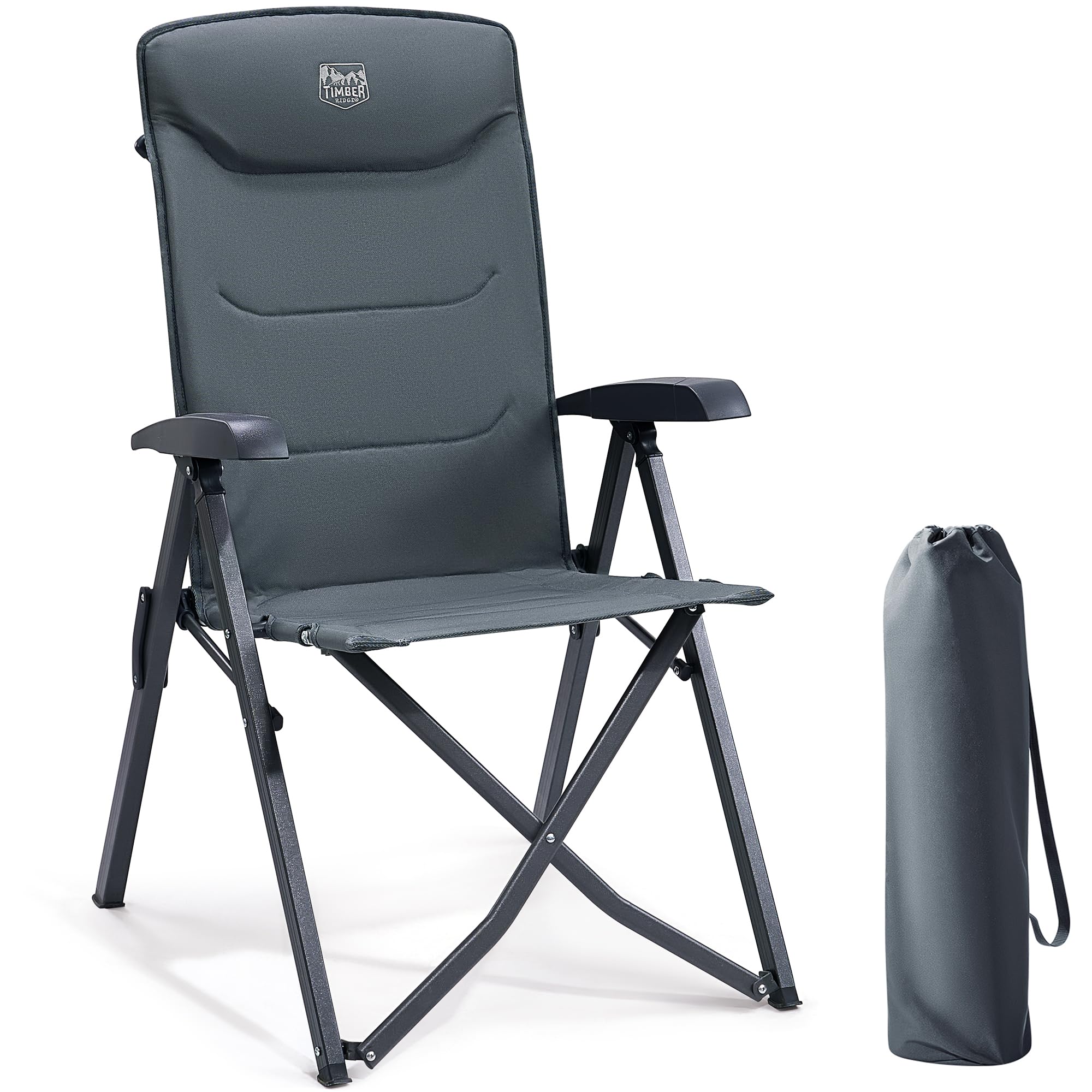 81pmaF-ZLUL._SY2000_.jpg TIMBER RIDGE Campingstuhl Faltbar 150kg – 4-fach verstellbar mit Kopfstütze & Tasche – Bild 1
