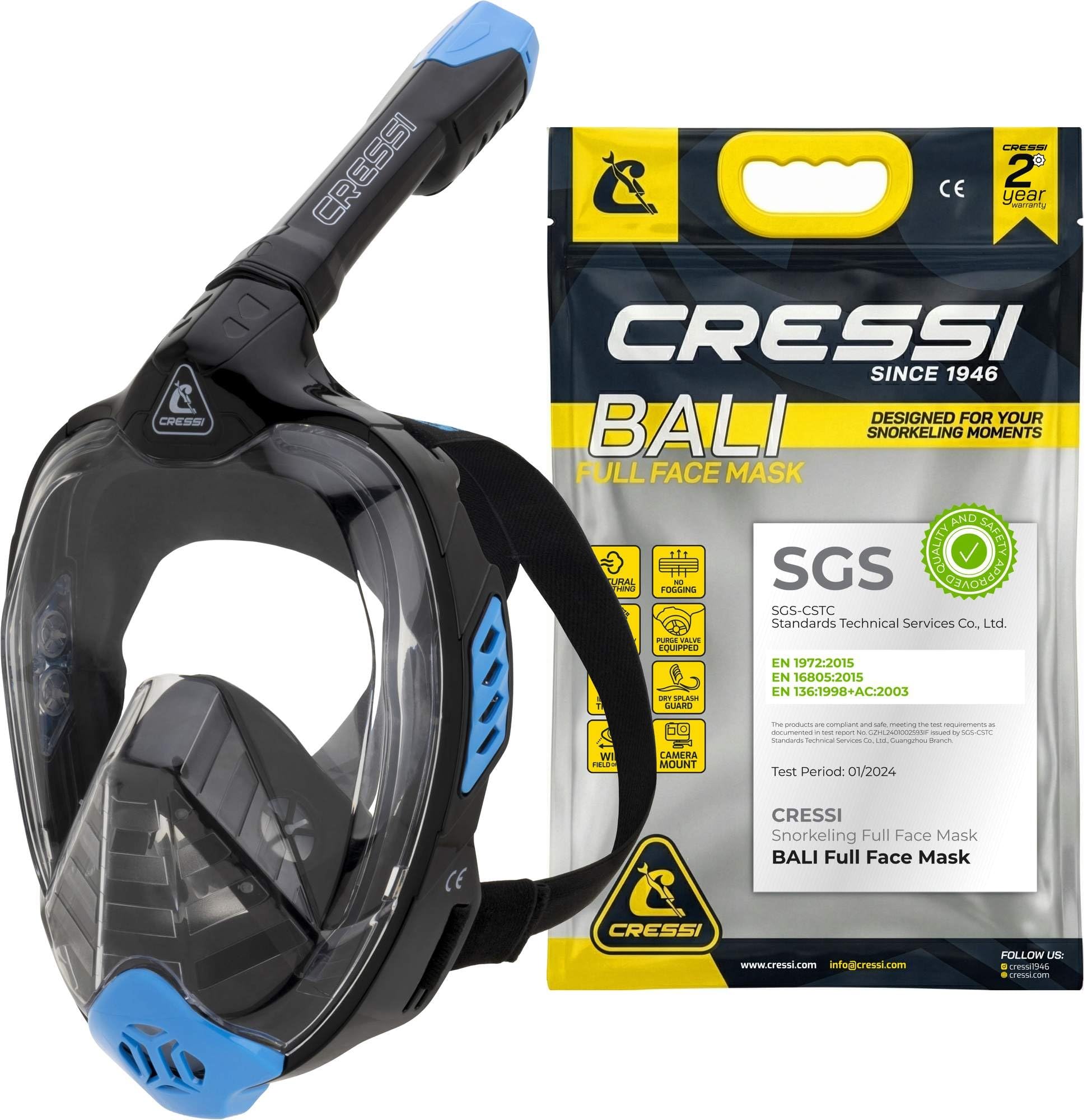 81v4fzuZOqL._SY2000_.jpg Cressi Bali Vollgesichtsmaske – CO2-sichere Schnorchelmaske mit Kamerahalterung für Erwachsene – Bild 1