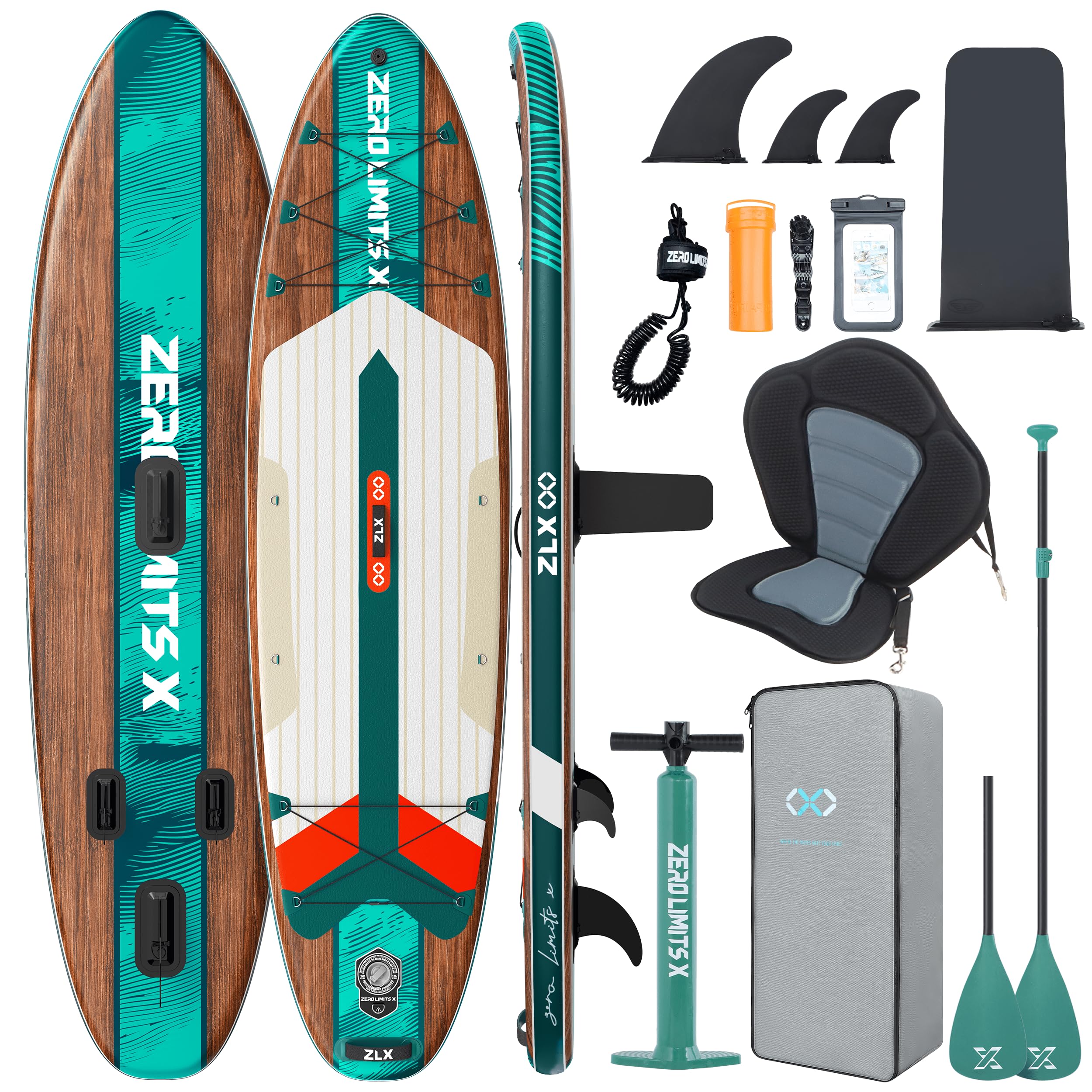 91ChOFhKYLL._SY2500_.jpg ZLX Stand-up Paddling Board 320cm – Aufblasbares SUP Board mit Sitz für Anfänger & Familien – Bild 1