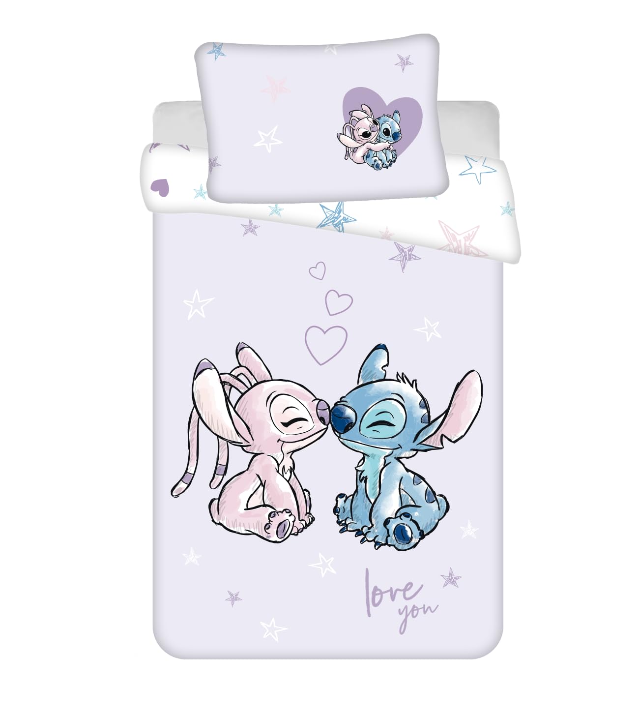 617M6eKnxWL._SY1452_.jpg Jerry Fabrics Lilo & Stitch Baby Bettwäsche 100x135 cm – Wende-Design für Kleinkinder – Bild 1