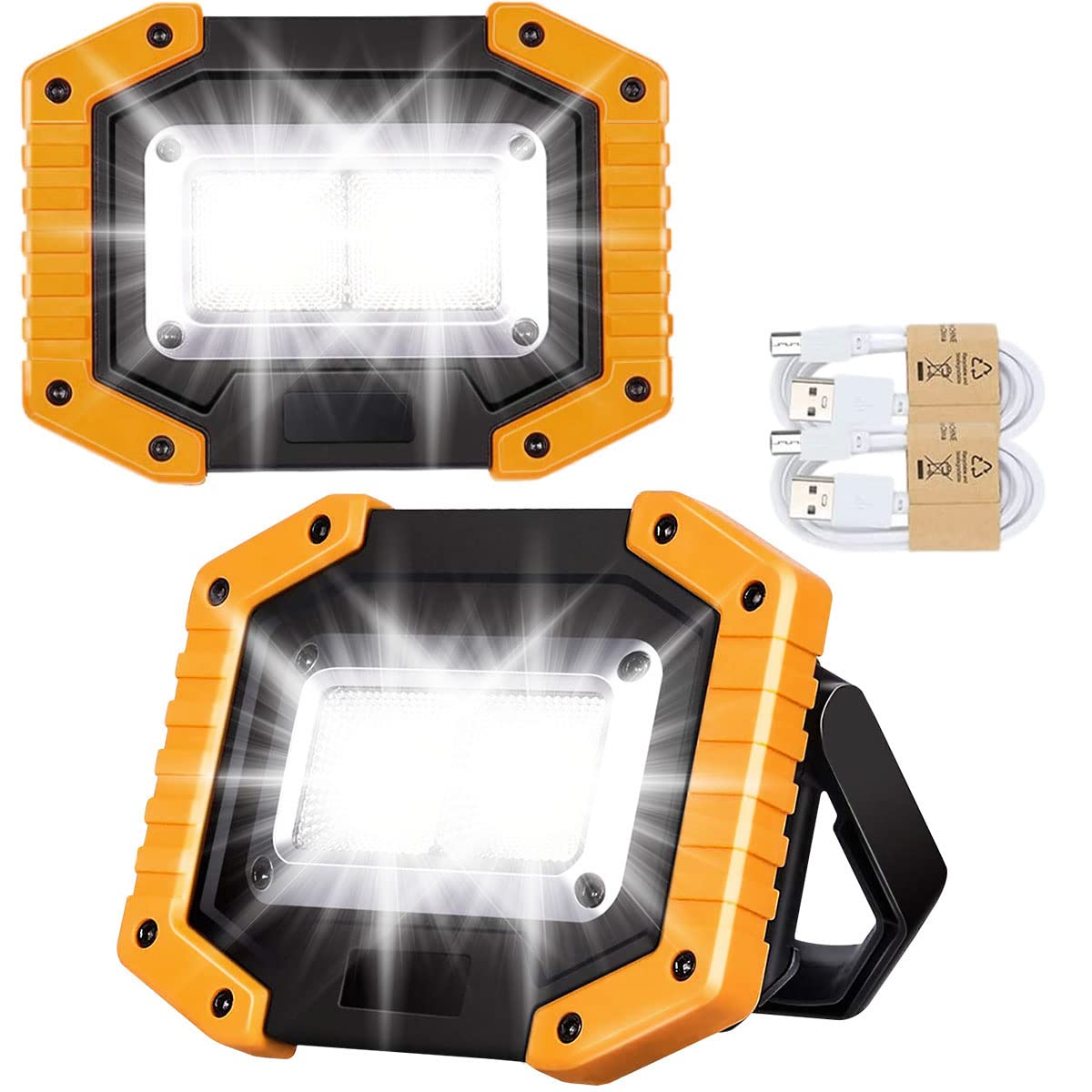 61IZMUkDoaL._SY1200_.jpg Edasion 30W LED Akku Strahler 2000 Lumen – Wiederaufladbarer Baustrahler mit USB-Powerbank (2er Set) – Bild 1