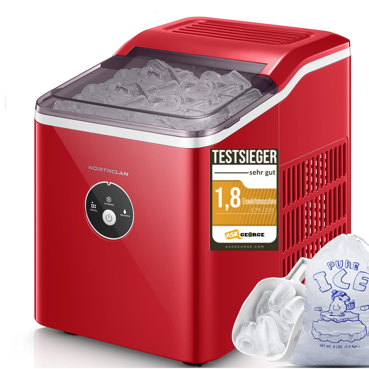 712Pvi5uxTL._SY1500_.jpg NORTHCLAN Eiswürfelmaschine 14kg – Professionelle Eisherstellung in 6 Minuten für Zuhause – Bild 1