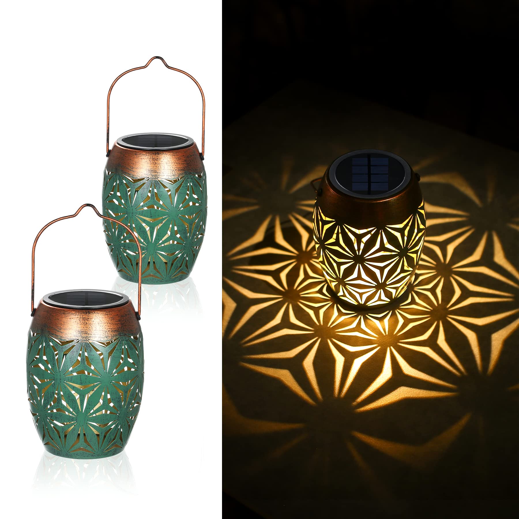 717WsemYm8L._SY1800_.jpg 2er Set LED Solar Laterne Aussen – Orientalische Vintage Gartendeko mit IP65 Wasserschutz – Bild 1