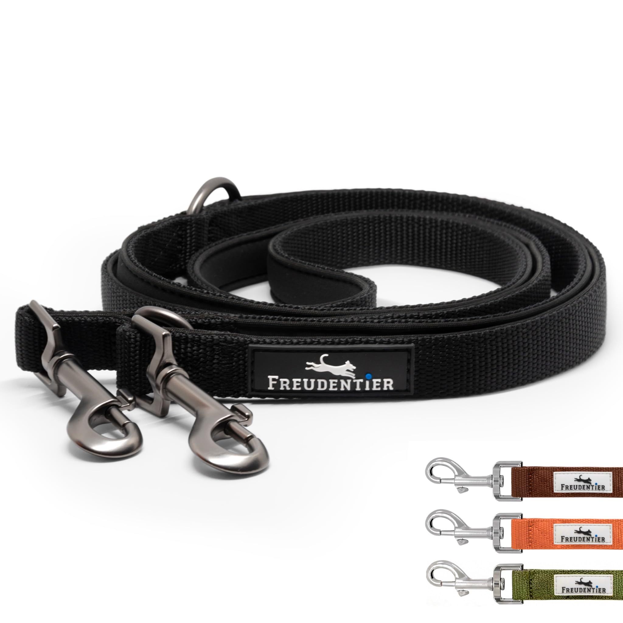 71TJfUrCdpL._SY2048_.jpg FREUDENTIER Hundeleine 2m Schwarz – Gepolsterte Führleine für grosse Hunde – Bild 1
