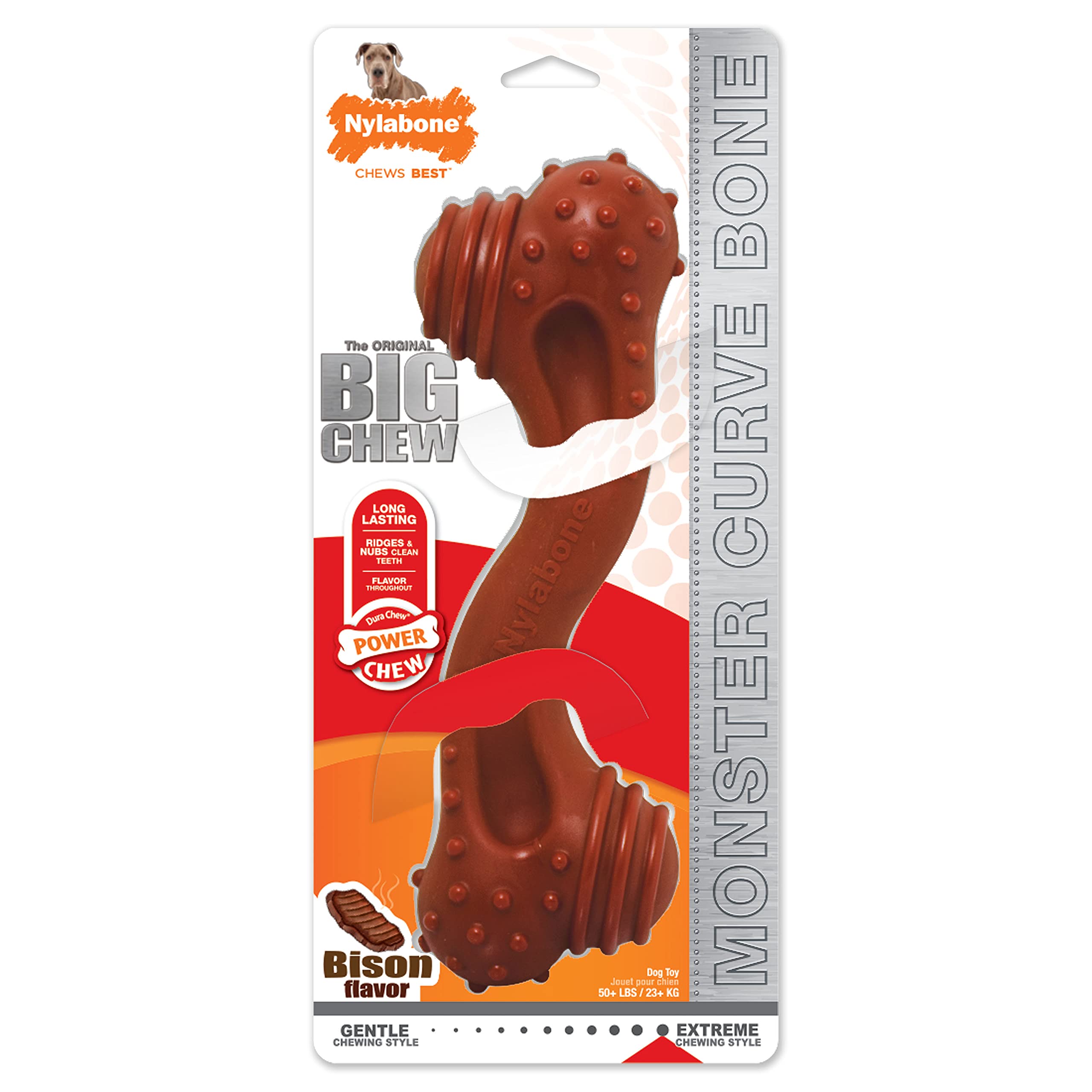 71WX6O99zL._SY2560_.jpg Nylabone Power Chew XXL Kauknochen Bison – Zahnpflege-Kauspielzeug für grosse Hunde ab 23 kg – Bild 1