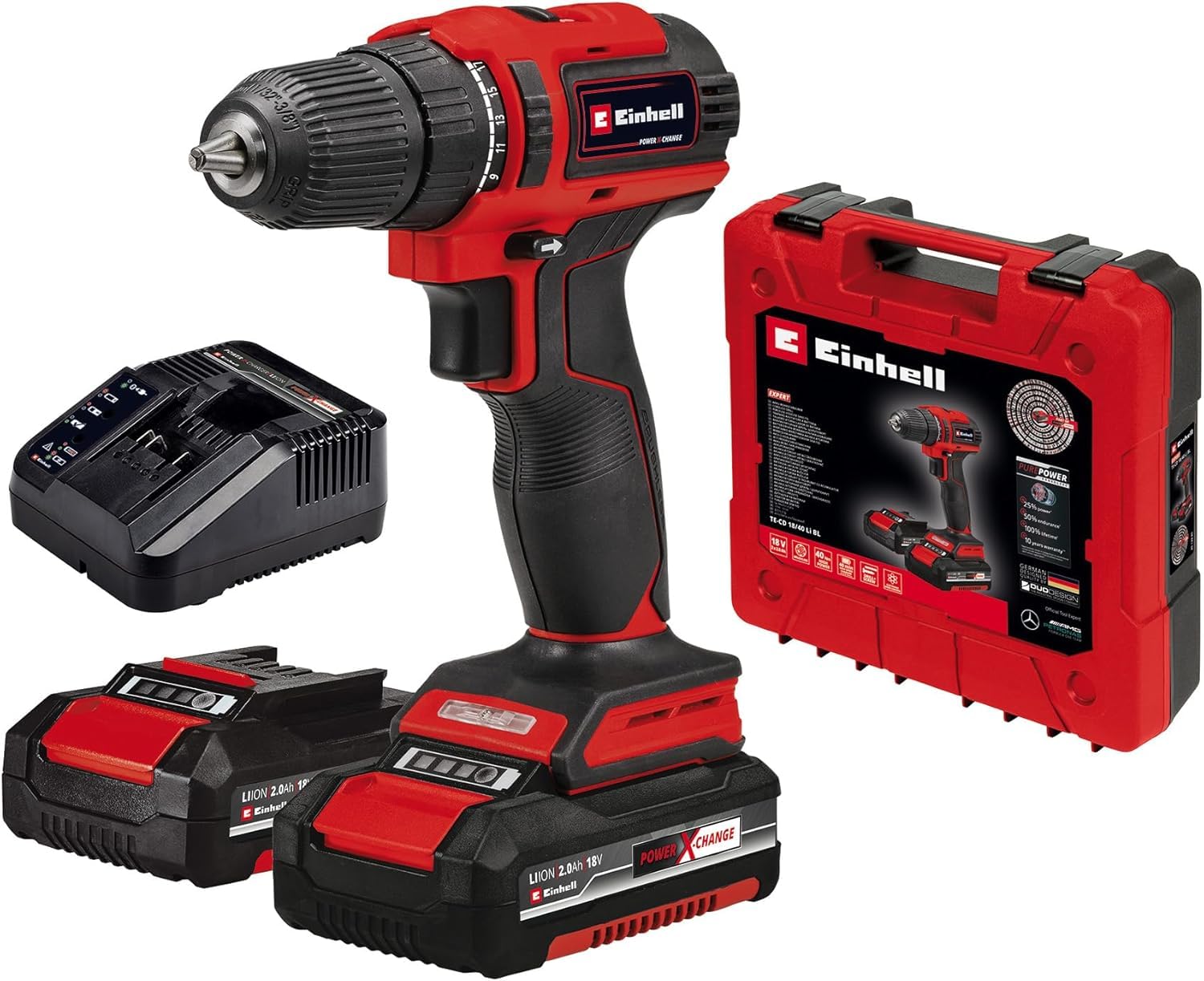 71cuZmZL8dL._SY1223_.jpg Einhell Akku-Bohrschrauber TE-CD 18/40 Li BL – 40 Nm Brushless mit 2x2,0 Ah Akku – Bild 1