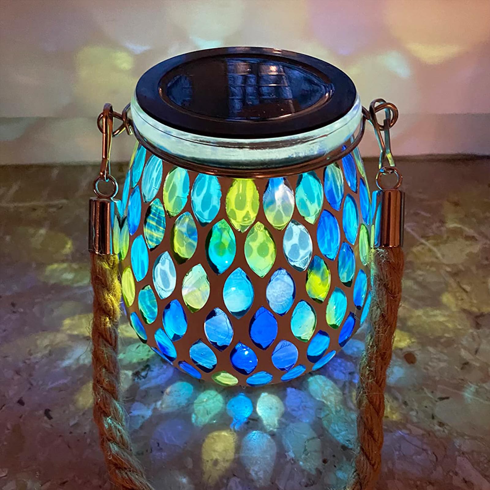 71ndFEoWbeL._SY1600_.jpg TOTHDATE Solar Mosaik Leuchte Oval – IP65 Gartenlampe mit Lichtsensor für Aussen – Bild 1
