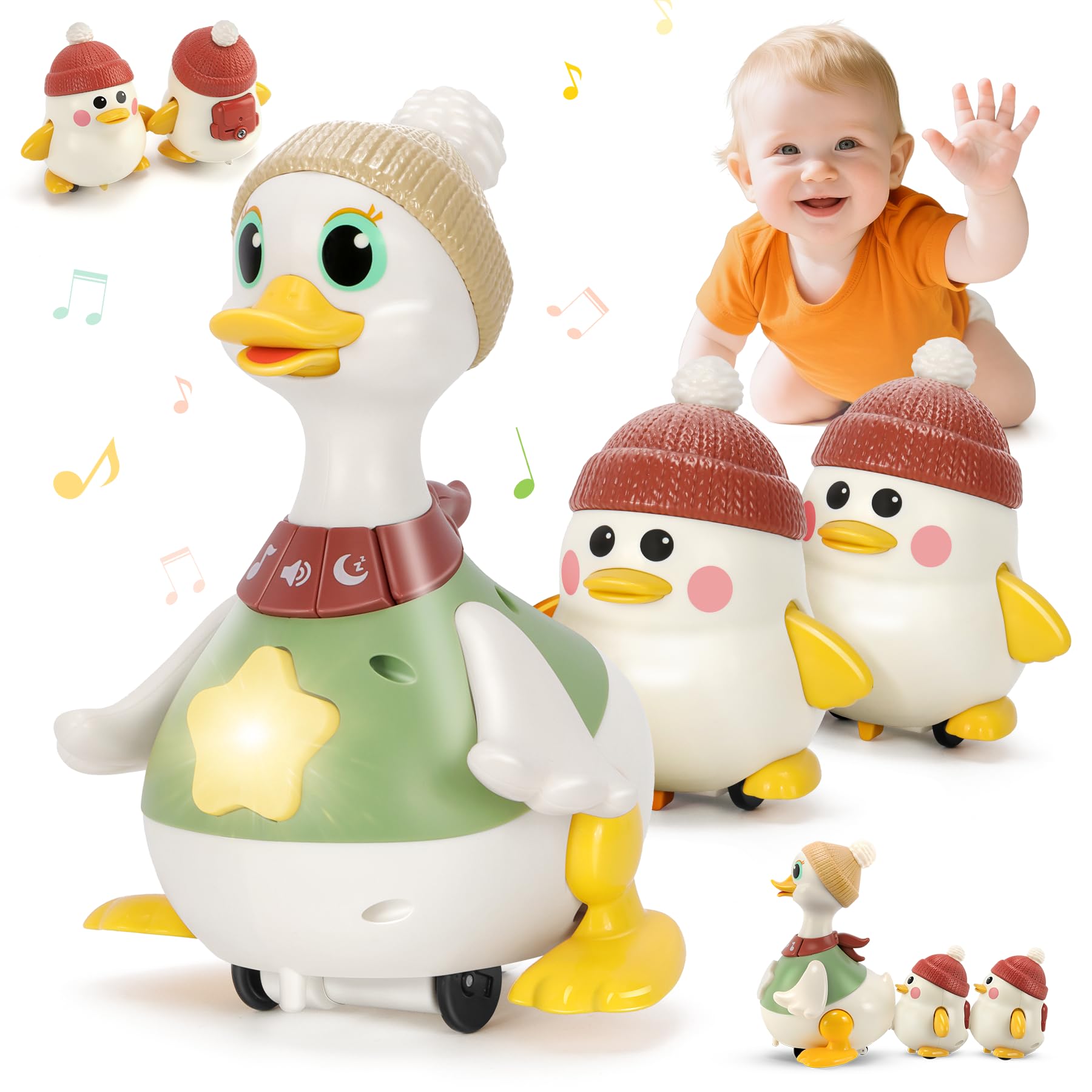 71ut8ob-LL._SY1800_.jpg Aolieh Entenfamilie Krabbelspielzeug – Licht & Musik für Babys ab 6 Monaten – Bild 1
