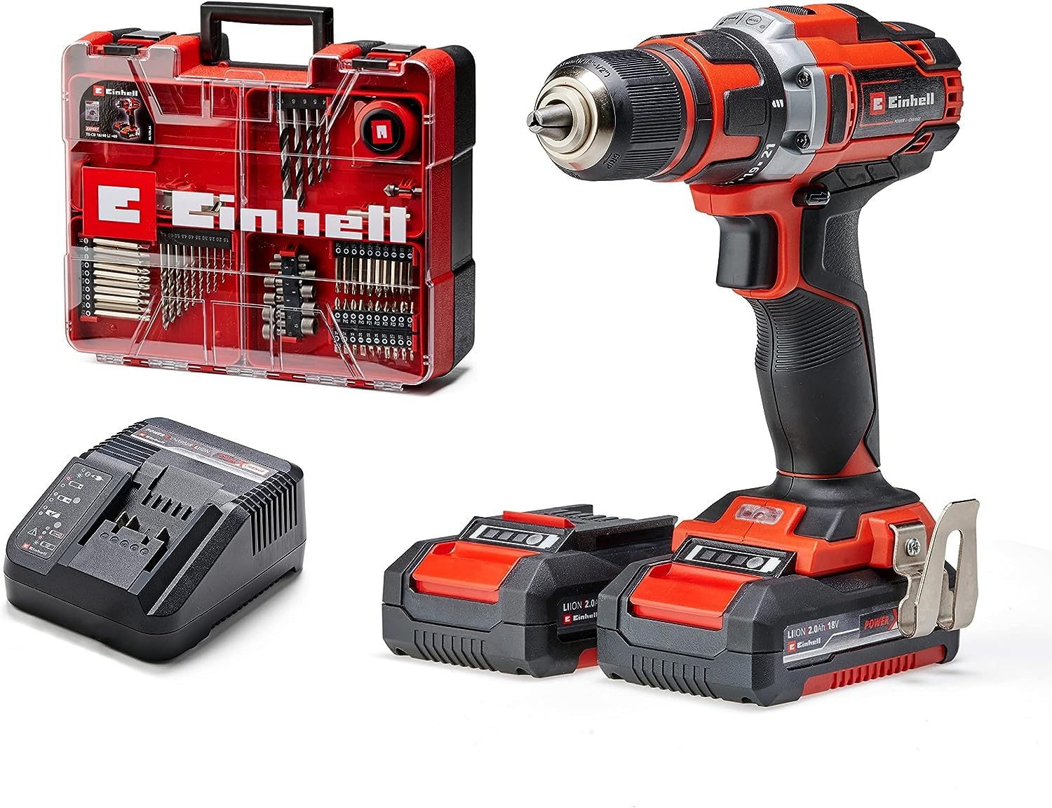 71vbA4hpItL._SY1152_.jpg Einhell TE-CD 18/40 Li Akku-Bohrschrauber-Set – 18 V, 40 Nm, 69-tlg. Zubehör – Bild 1