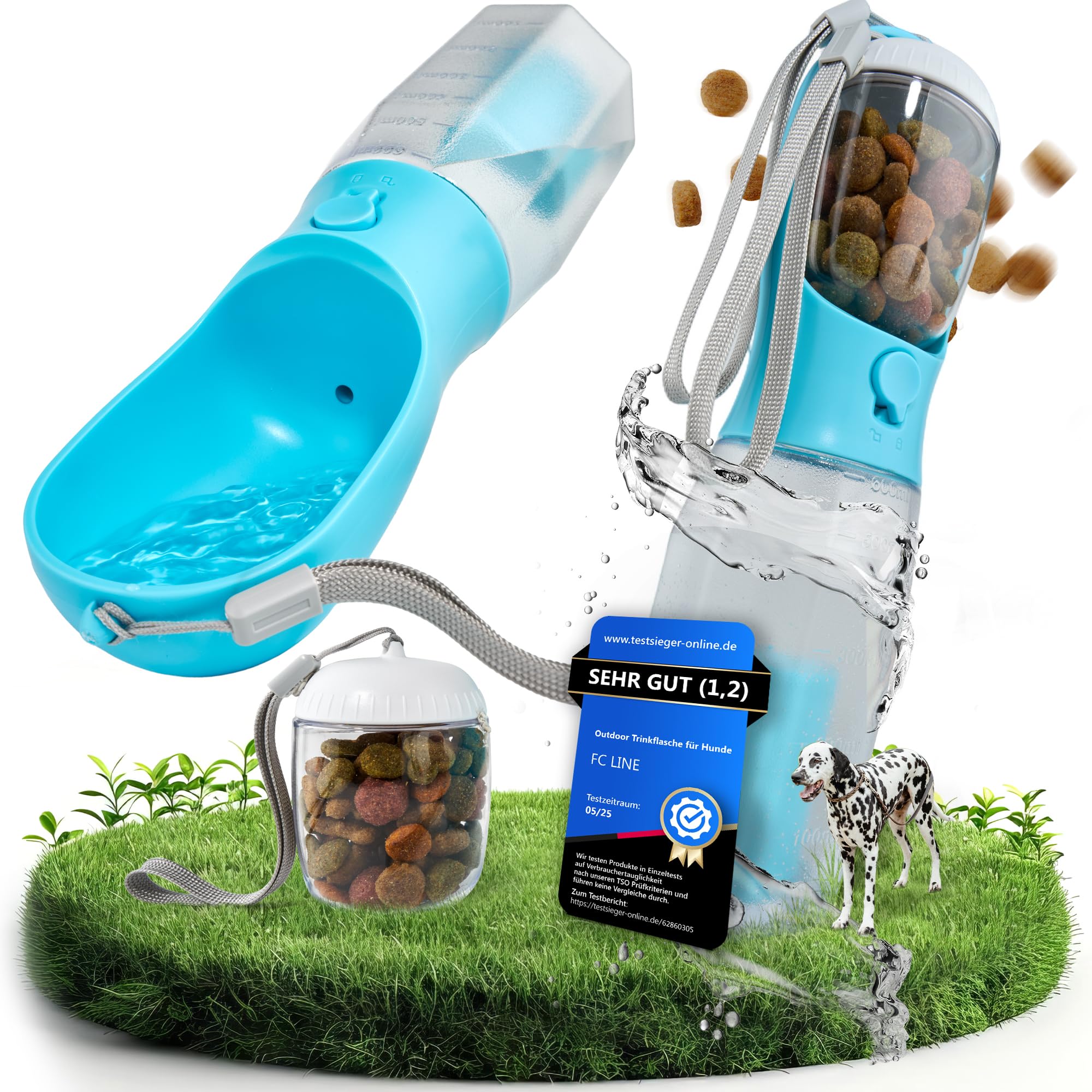 81BOMNmp43L._SY2000_.jpg FC-LINE Hundetrinkflasche 600 ml – 3-in-1 Wasserflasche mit Napf & Rücklauffunktion – Bild 1