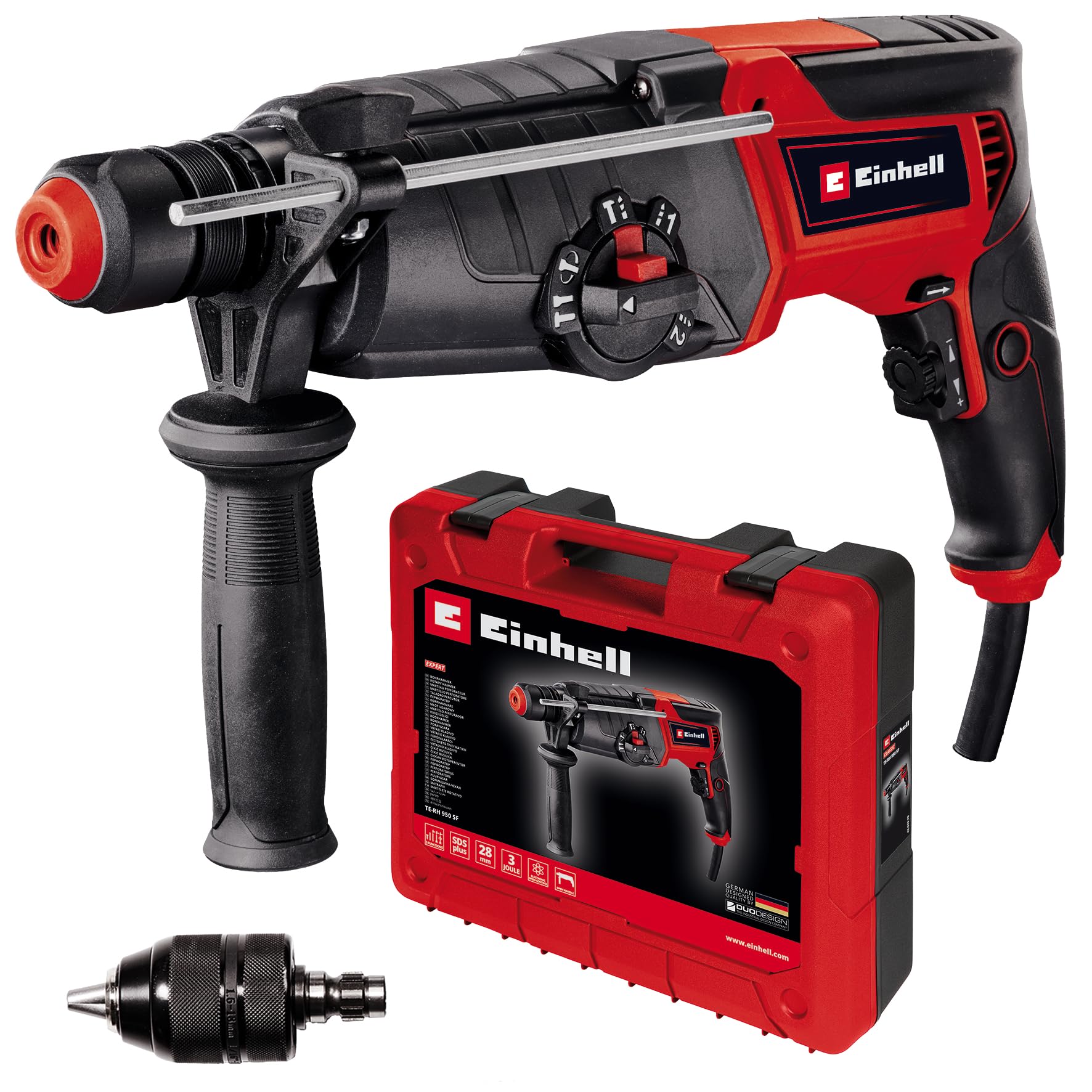 81OuglFkUOL._SY1772_.jpg Einhell TE-RH 950 5F Bohrhammer 950 W – Professionelle 5-in-1 Schlagbohrmaschine mit SDS-plus – Bild 1