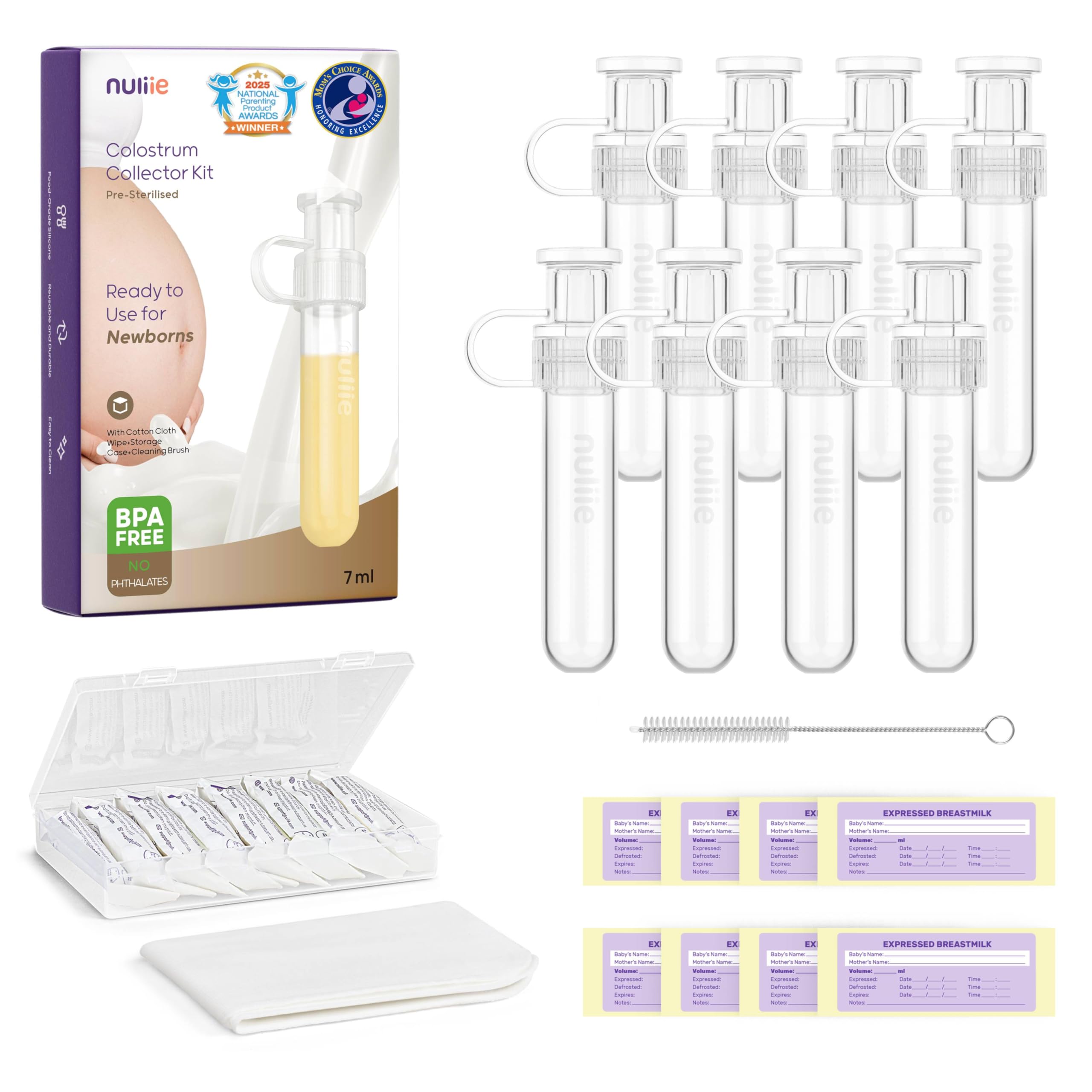 81UFVyPB2L._SY2560_.jpg Nuliie Colostrum Collector Kit 7ml – BPA-freier Muttermilch Sammler für Neugeborene – Bild 1