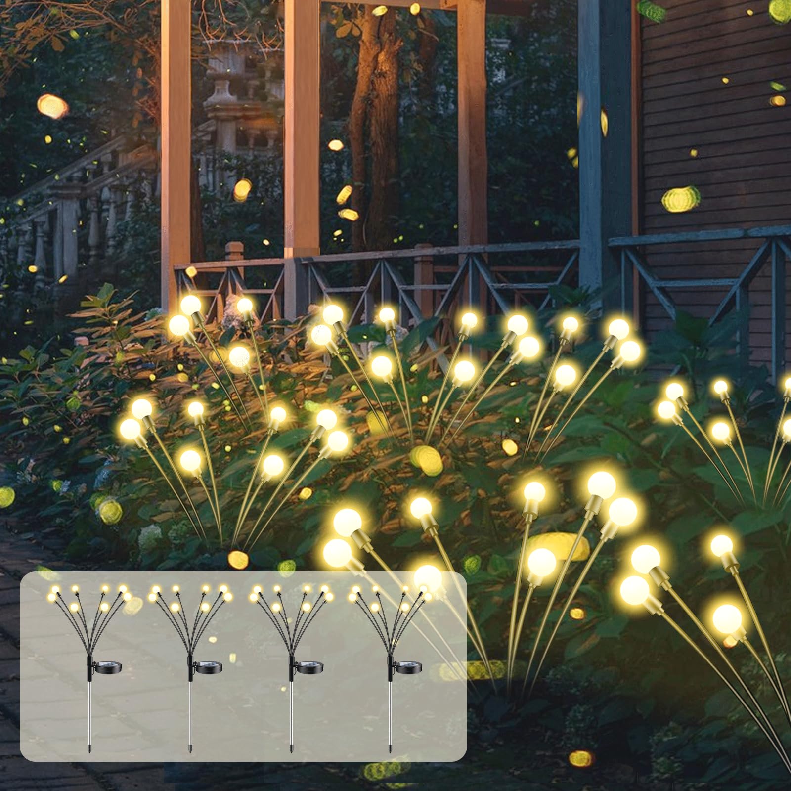 81twDCTVenL._SY1600_.jpg SCNNC Firefly Solar Glühwürmchen Gartenlichter 4er Set – IP65 wasserdicht für Garten & Balkon – Bild 1