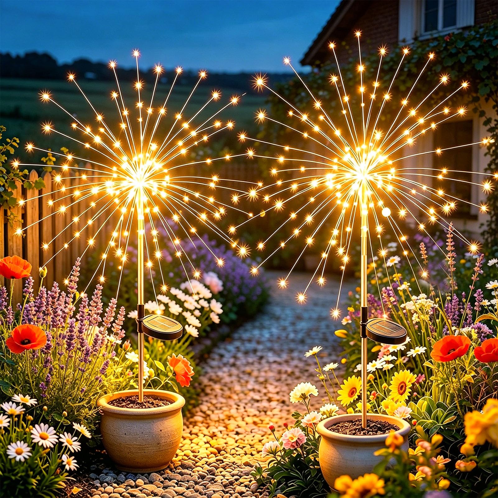 912Bh9PSCZL._SY1601_.jpg yowin Solar Gartenleuchten 2er Set mit 120 LED – IP65 Wasserdicht für Balkon & Terrasse – Bild 1